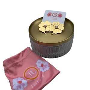 Lisi Lerch Genlin Clover Gold Stud Earrings Faux Pearl Floral